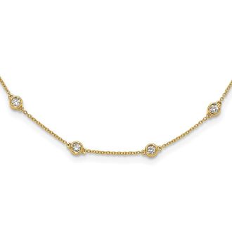 Diamond2Deal 14k Yellow Gold 1 Ct Lab Grown Diamond Sixteen Station Necklace 16 Clarity VS, Color D-E