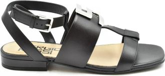 Sergio Rossi Elegante zomerse platte sandalen - Dames - Sandalen - Zwart - 36 EU - Schoenen