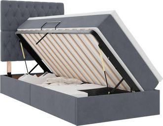 vidaXL Storage Bed with Mattress Dark Grey 90 x 190 cm Velvet vidaXL