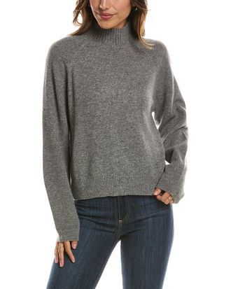 Fort&eacute; Cashmere Mix Stitch Raglan Mock Neck 100% Cashmere Sweater