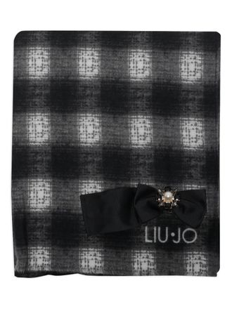 Liu Jo check bow scarf - women - Polyester - One Size - Black