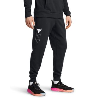 Under Armour Mens Project Rock Rival Fleece Joggers, (001) Black / / White, X-Large