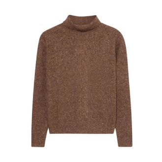 Brooks Brothers Donegal Wool Blend Turtleneck - Dames - Coltruien - Bruin - M - Wol - Truien & Vesten