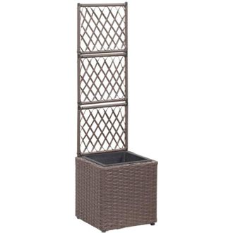 vidaXL Caja De Flores Con Armadura Y 1 Vaso 30x30x107 Cm Mimbre
