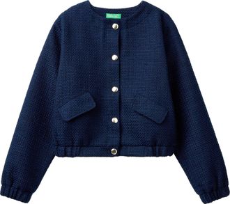 Benetton Bomberjacke, Damen, Gr. 40, blau (marineblau), Web, Obermaterial: 100% Polyester. Futter: 80% Polyester, 20% Baumwolle, UNITED COLORS OF BENETTON, uni
