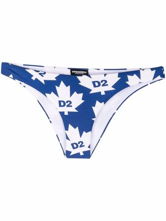 Dsquared2 maple leaf bikini bottoms - women - Polyamide/Elastane - 44 - Blue