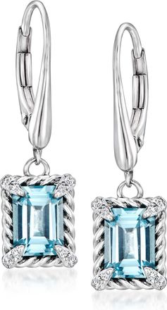 Ross-Simons Sky Blue Topaz Drop Earrings With White Topaz in Sterling Silver