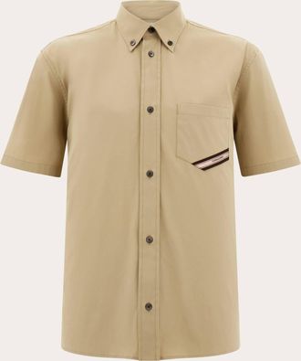 Ferragamo Uomo Camicia a manica corta Beige