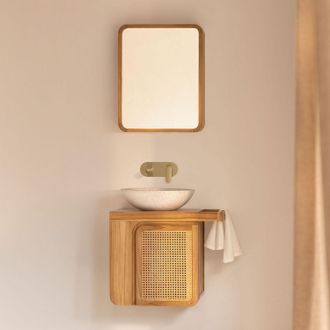 Sklum Conjunto De Mueble De Ba&ntilde;o Suspendido 60x40 Cm En Madera De Teca Georgy Sklum