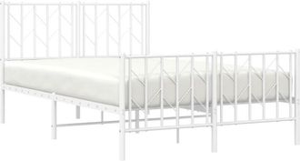 vidaXL Vidaxl - Estructura Cama Sin Colch&oacute;n Con Estribo Metal Blanco 120x190 Cm