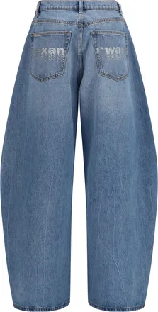 Alexander Wang Womens Crystal Balloon Jeans Vintage Light Indigo Cotton