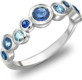 Dower & Hall 18k Blue Sapphire & Aquamarine Cascade Ring - 0.75ct