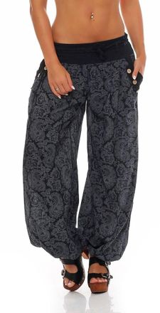 Malito more than fashion Malito Harem Pants with Orient Print Boyfriend Pants Aladin Bloomers Baggy Yoga 3488 Women One Size (Black)