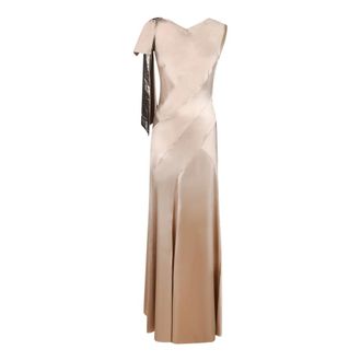 Maison Margiela Asymmetrical Satin Maxi Dress - female - Maison Margiela - Maxi Dresses - Beige - S - Dresses