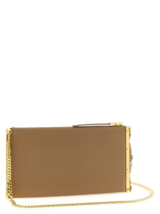 Elisabetta Franchi Fringed Leather Clutch - Camel