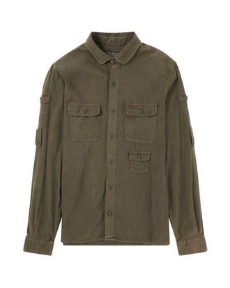 Amundsen & Scott Travellers Linen Shirt Mens in Olive at Nordstrom, Size Xx-Large Eu