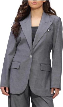 Co'Couture Jassen, Dames, Grijs, XL, Leer, Dames Blazers Liam Fitted Blazer
