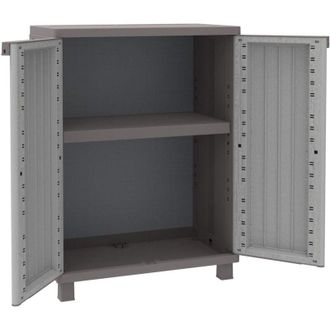 Terry Terry, Jwood 68, Armadietto da Interno Esterno a 2 Ante Effetto Legno, 1 Ripiano Regolabile. Materiale: Plastica, Dimensioni: 68X37,5X91,5 cm