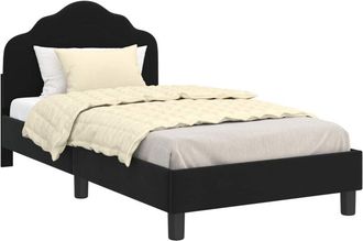 vidaXL Cama Para Ni&ntilde;os Con Cabecero Negro 80 X 160 Cm Terciopelo Vidaxl