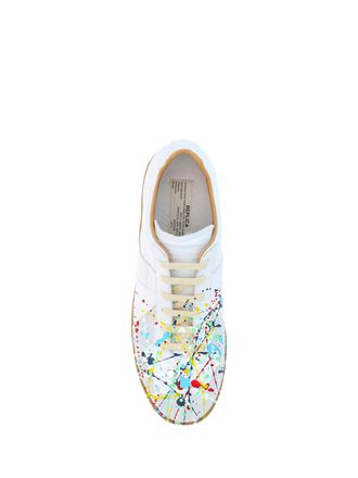 Maison Margiela Mens Leather Sneakers Off-White Painted Toe Off-White-Paint Trainers Off-white/paint