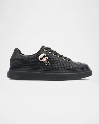 Karl Lagerfeld Men & apos;s Low-Top Printed Leather Sneakers with Karl Pin