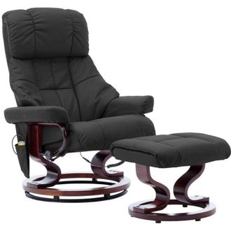 vidaXL Sill&oacute;n Reclinable Masaje Cuero Sint&eacute;tico Madera Curvada Gris Vidaxl
