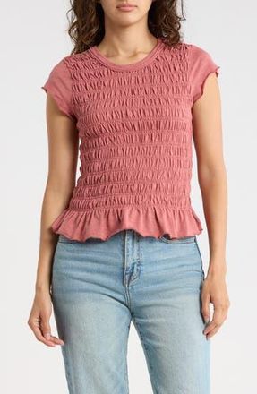 Madden Girl Smocked Cotton Blend Top in Canyon Rose at Nordstrom Rack, Size X-Large