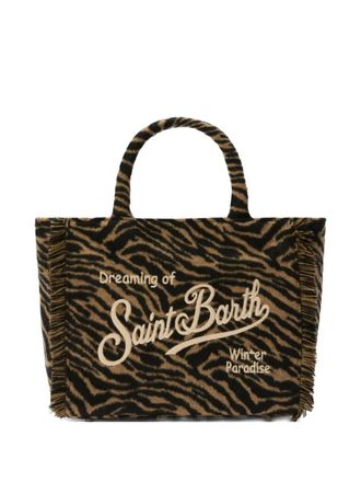 MC2 Saint Barth Colette fringed tiger tote bag - women - Polyester/Wool - One Size - Brown