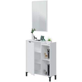Dmora Mobile sottolavabo Argusto, Mobiletto da bagno, Contenitore porta lavabo, Armadio per lavandino, 77x24 h91 cm, Bianco - Dmora