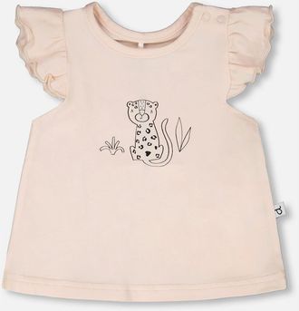 Deux par Deux Organic Cotton Jersey Top and Peach Animal Printed Short Set in Peach & Peach Animal Print at Nordstrom, Size 24M