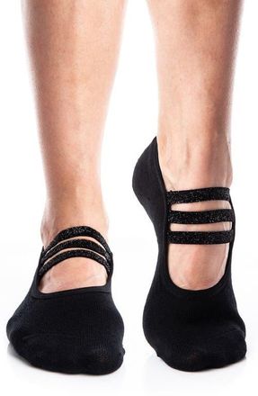 Arebesk Sparkle Cotton Blend Gripper Socks in Black at Nordstrom, Size Medium