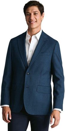 CHARLES TYRWHITT Wool Texture Twill Jacket in Indigo Blue at Nordstrom, Size 46