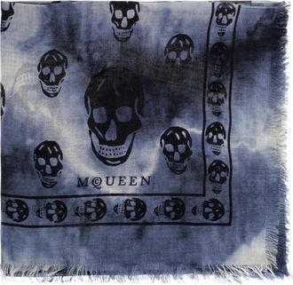 Alexander McQueen Sjaal met schedelmotief - Heren - Sjaals - Blauw - ONE Size - Accessoires