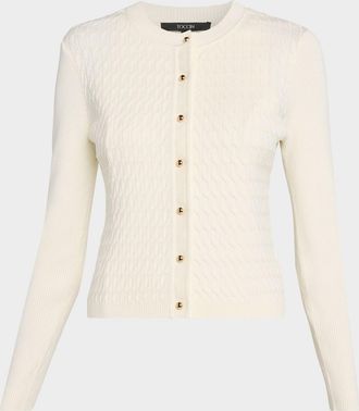 Toccin Elise Crewneck Cable-Knit Cardigan