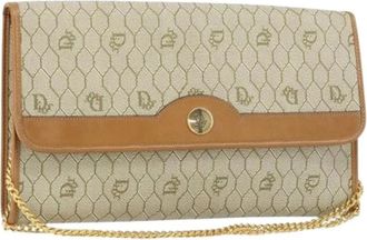 Dior Pre-owned Clutches, female, Beige, Size: ONE SIZE Pre-owned Vintage Honeycomb Chain Shoulder Bag