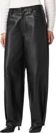 AllSaints Jett Barrel Leg Leather Pants in Black at Nordstrom Rack, Size 0 Us / 4 Uk