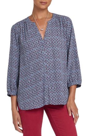 NYDJ Pintuck Top in Gillian Geo at Nordstrom, Size Medium