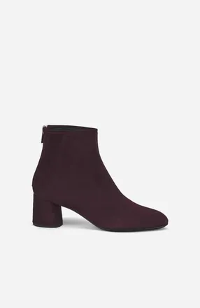 AGL Olga Water Resistant Velour Ankle Boot with Heel in Wine at Nordstrom, Size 36.5