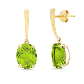 MAX + STONE 14k Yellow Gold Solitaire Oval-Cut Gemstone Drop Earrings (10x8mm)