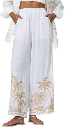 Lusana Wide Leg Embroidered Pant In Palma