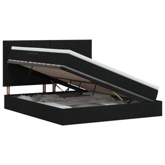 vidaXL Cama Con Almacenamiento Y Colch&oacute;n Negro 140 X 190 Cm Tela Vidaxl