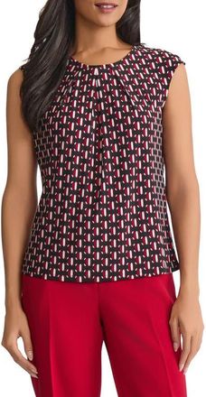 Kasper Print Extended Shoulder Top in Fire Red Multi at Nordstrom, Size X-Large