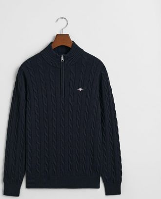 GANT Teens Cotton Cable Knit Half-Zip Sweater (158/164) EVENING BLUE