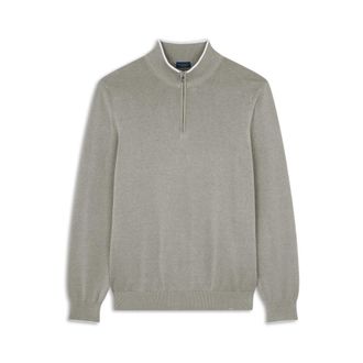 Paul & Shark Truien & Vesten, Heren, Grijs, L, Katoen, Katoenen en zijden trui met contrasterende afwerking