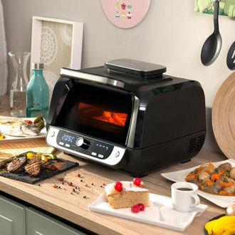 InnovaGoods Innovagoods - Freidora De Aire Con Grill, Accesorios Y Recetario Fryinn 12-in-1 6000 Negro Acero 3400 W 6 L