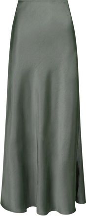 Neo Noir Sateen Rok - Rookgroen - Dames - Maxi Rokken - Groen - L - Polyester - Rokken