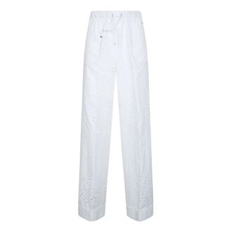Herno Straight Trousers, female, White, Size: XS Anglaise Embroidery Trousers