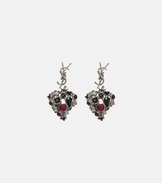 Saint Laurent Cassandre embellished drop earrings