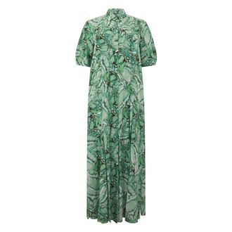 Alberta Ferretti Long Floral Dress With Buttons - female - Alberta Ferretti - Shirt Dresses - Green - S - Dresses