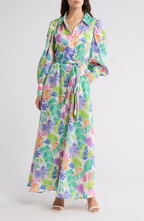 By Design Rebel Twill Maxi Dress in Fiesta Palm at Nordstrom Rack, Size X-Small